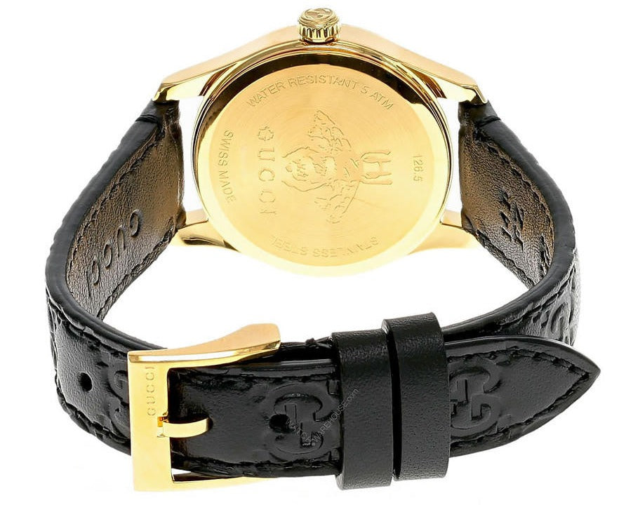 Shop Authentic Gucci G Timeless Quartz Black Dial Black Leather Strap Watch For Women - YA126581A - Luxxuri
