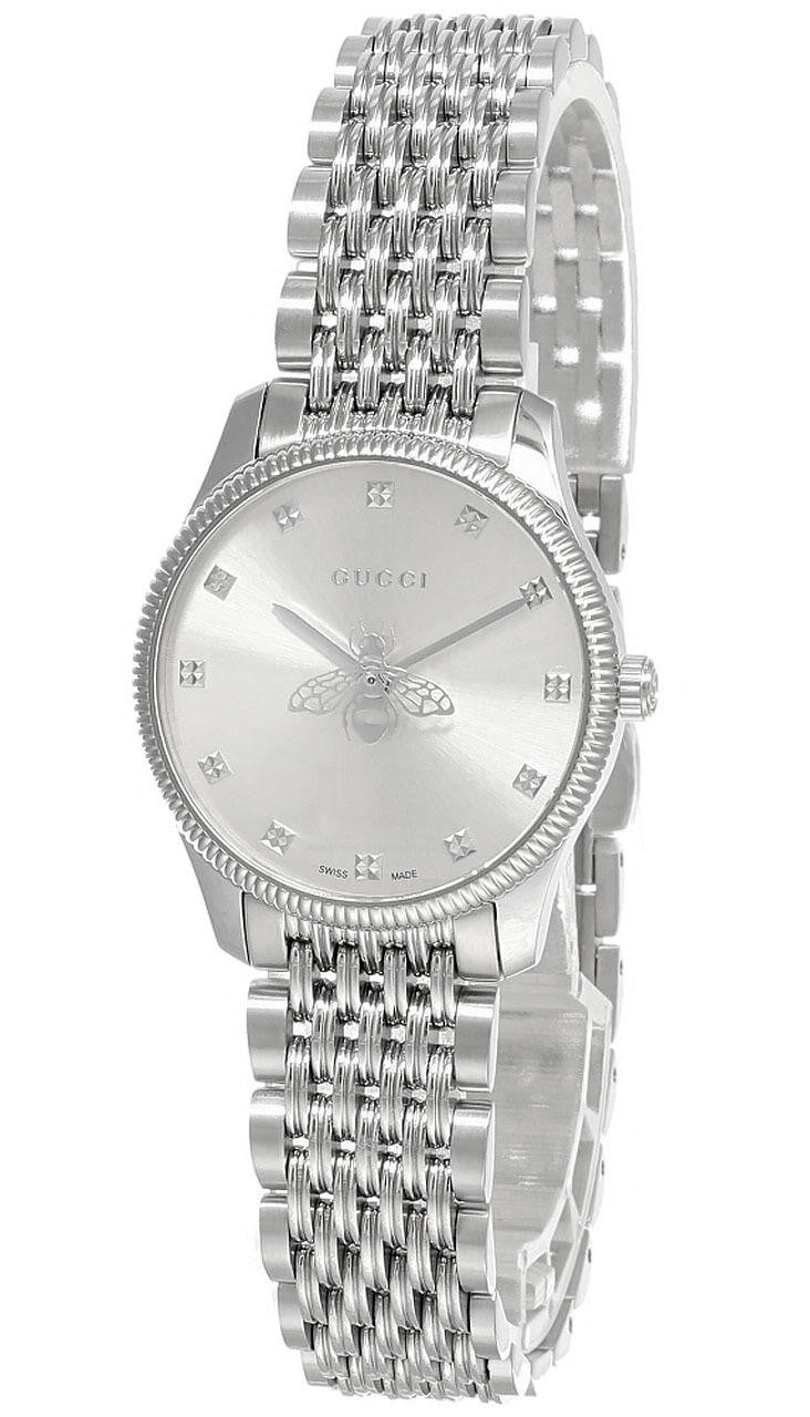 Shop Authentic Gucci G Timeless Quartz Silver Dial Silver Steel Strap Watch For Women - YA1265019 - Luxxuri