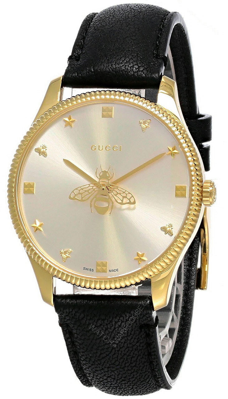 Shop Authentic Gucci G Timeless Quartz Silver Dial Black Leather Strap Watch For Women - YA1264181 - Luxxuri