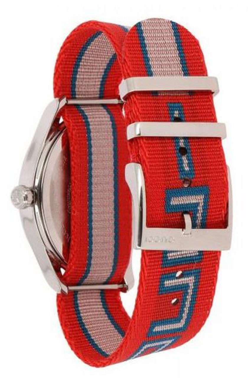 Shop Authentic Gucci G Timeless Quartz Red Dial Two Tone NATO Strap Watch For Men - YA1264070 - Luxxuri