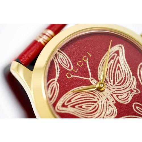 Shop Authentic Gucci G Timeless Quartz Red Dial Red Leather Strap Watch For Women - YA1264054 - Luxxuri