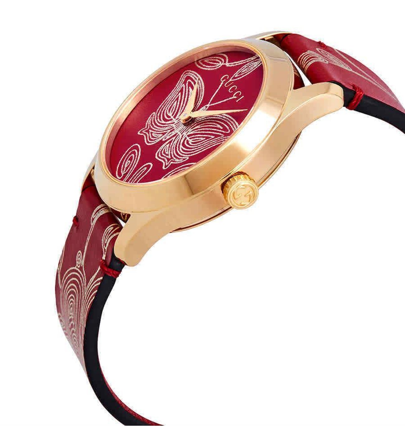 Shop Authentic Gucci G Timeless Quartz Red Dial Red Leather Strap Watch For Women - YA1264054 - Luxxuri