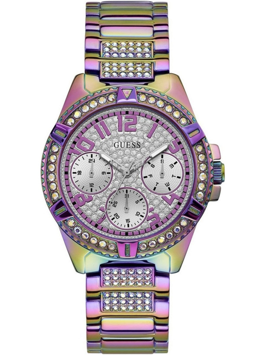 Shop Authentic Guess Lady Frontier Diamonds Silver Dial Multicolor Steel Strap Watch for Women - GW0044L1 - Luxxuri