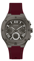 Shop Authentic Guess Headline Multifunction Grey Dial Burgundy Silicone Strap Watch For Men - GW0571G4 - Luxxuri