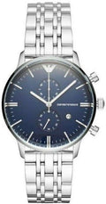 Shop Authentic Emporio Armani Gianni Chronograph Blue Dial Silver Steel Strap Watch For Men - AR80013 - Luxxuri