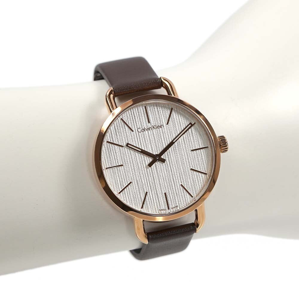 Shop Authentic Calvin Klein Even White Dial Brown Leather Strap Watch for Women - K7B236G6 - Luxxuri