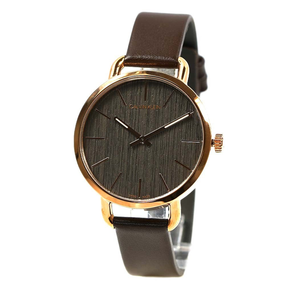 Shop Authentic Calvin Klein Even Grey Dial Brown Leather Strap Watch for Women - K7B236G3 - Luxxuri