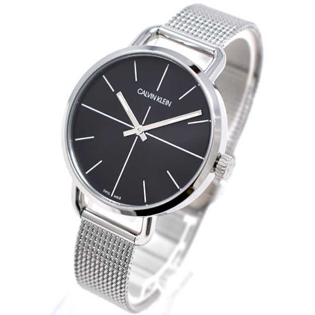 Shop Authentic Calvin Klein Even Black Dial Silver Mesh Bracelet Watch for Women - K7B23121 - Luxxuri