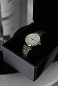 Shop Authentic Emporio Armani Gianni T Bar White Dial Two Tone Steel Strap Watch For Women - AR8031 - Luxxuri