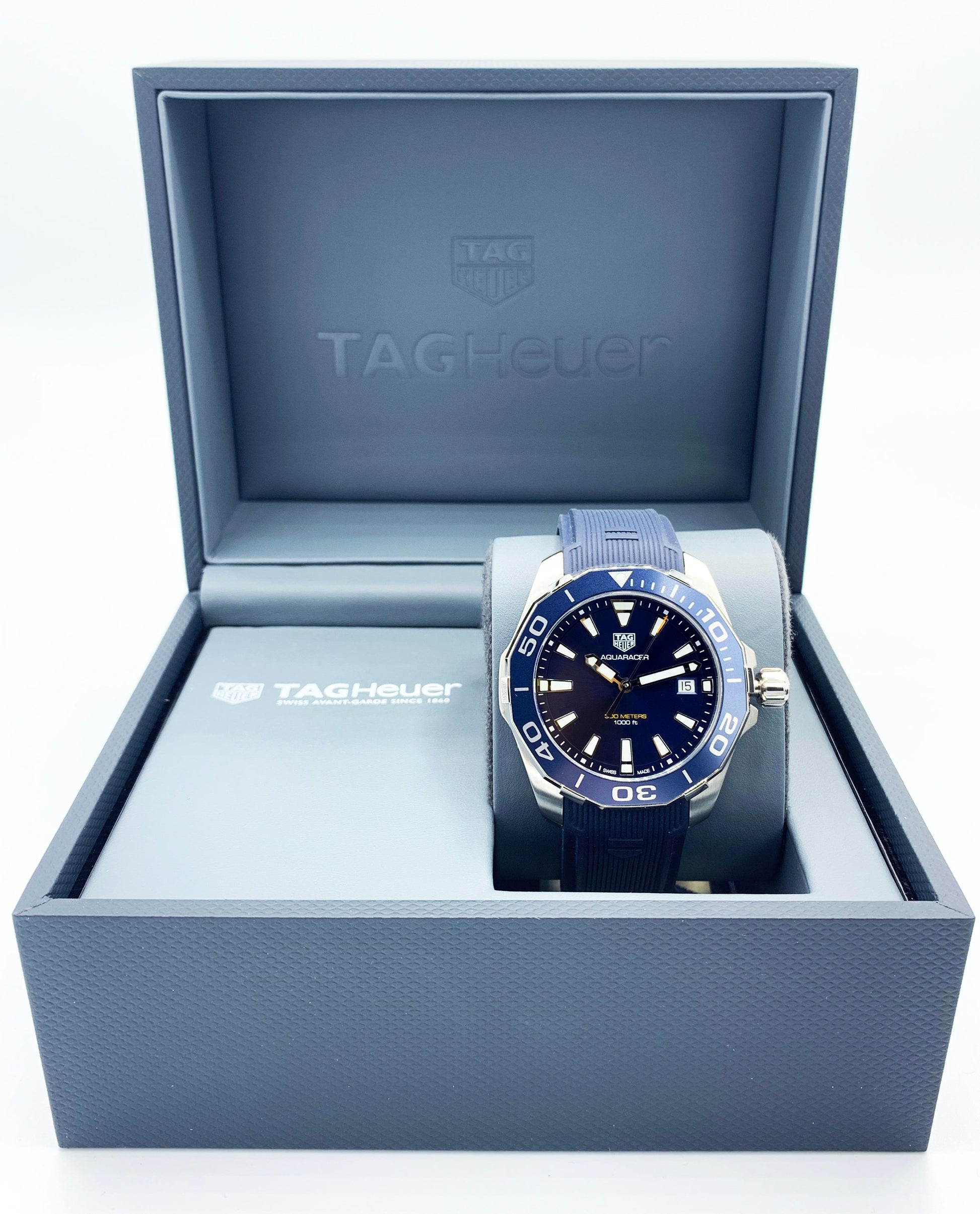 Shop Authentic Tag Heuer Aquaracer Blue Dial Blue Rubber Strap Watch for Men - WAY111C.FT6155 - Luxxuri