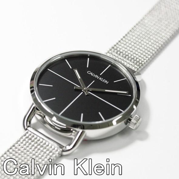 Shop Authentic Calvin Klein Even Black Dial Silver Mesh Bracelet Watch for Women - K7B23121 - Luxxuri