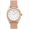 Shop Authentic Emporio Armani Valeria Quartz White Dial Beige Leather Strap Watch For Women - AR11031 - Luxxuri