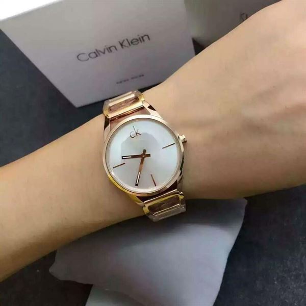 Shop Authentic Calvin Klein Stately White Dial Rose Gold Steel Strap Watch for Women - K3G23626 - Luxxuri