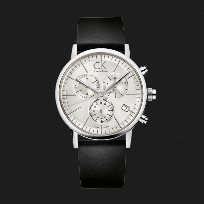 Shop Authentic Calvin Klein Post Minimal White Dial Black Leather Strap Watch for Men - K7627120 - Luxxuri