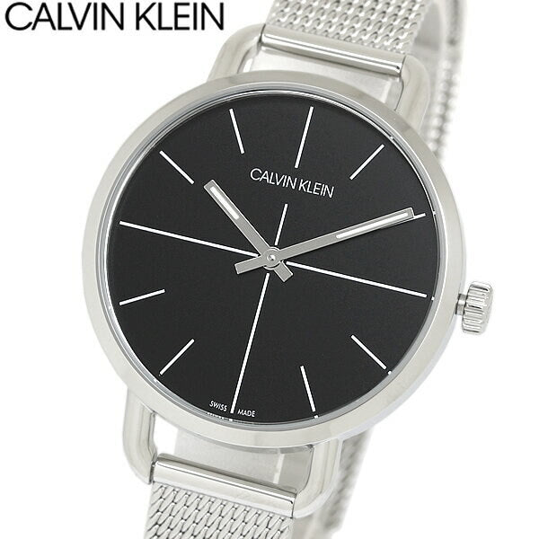 Shop Authentic Calvin Klein Even Black Dial Silver Mesh Bracelet Watch for Women - K7B23121 - Luxxuri