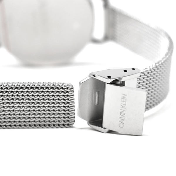 Shop Authentic Calvin Klein Even Black Dial Silver Mesh Bracelet Watch for Women - K7B23121 - Luxxuri