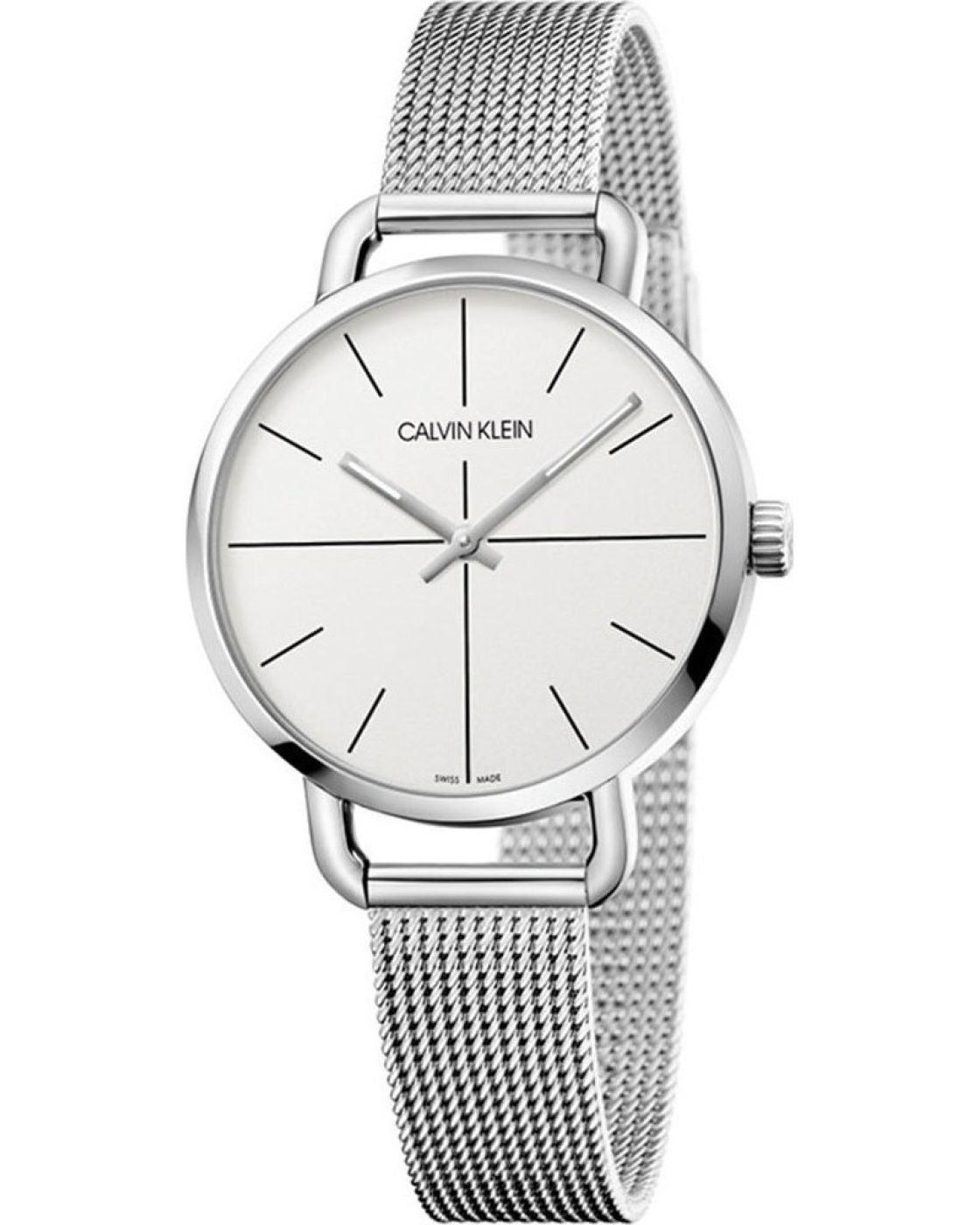 Shop Authentic Calvin Klein Even White Dial Silver Mesh Bracelet Watch for Women - K7B23126 - Luxxuri