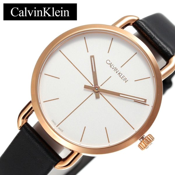 Shop Authentic Calvin Klein Even White Dial Black Leather Strap Watch for Women - K7B236C6 - Luxxuri