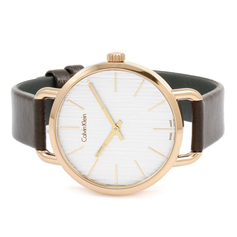 Shop Authentic Calvin Klein Even White Dial Brown Leather Strap Watch for Women - K7B236G6 - Luxxuri