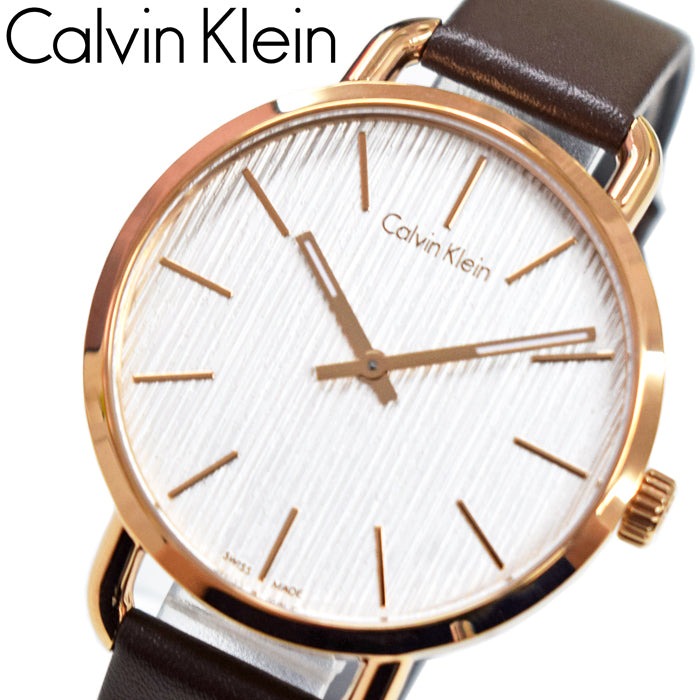Shop Authentic Calvin Klein Even White Dial Brown Leather Strap Watch for Women - K7B236G6 - Luxxuri