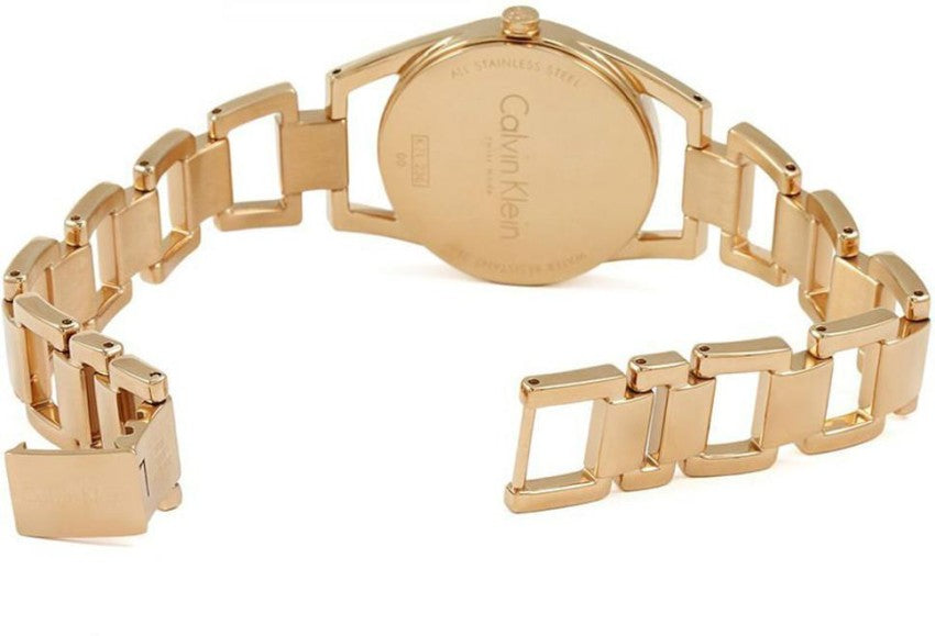 Shop Authentic Calvin Klein Dainty White Dial Rose Gold Steel Strap Watch for Women - K7L23646 - Luxxuri