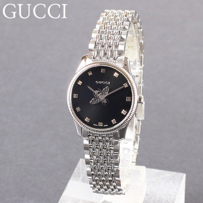 Shop Authentic Gucci G Timeless Quartz Black Dial Silver Steel Strap Watch For Women - YA1265020 - Luxxuri