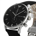 Shop Authentic Emporio Armani Gianni Chronograph Black Dial Black Leather Strap Watch For Men - AR0397 - Luxxuri