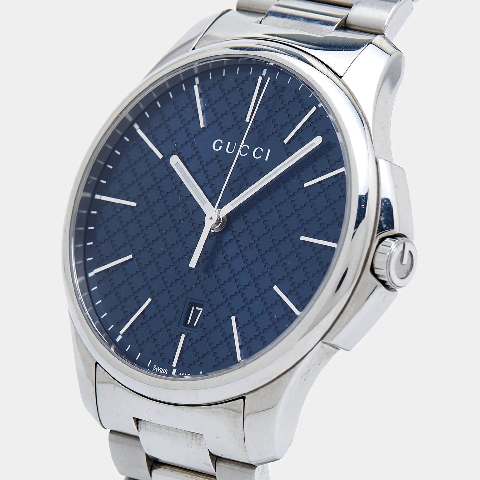Shop Authentic Gucci G Timeless Blue Dial Silver Steel Strap Watch For Men - YA126316 - Luxxuri