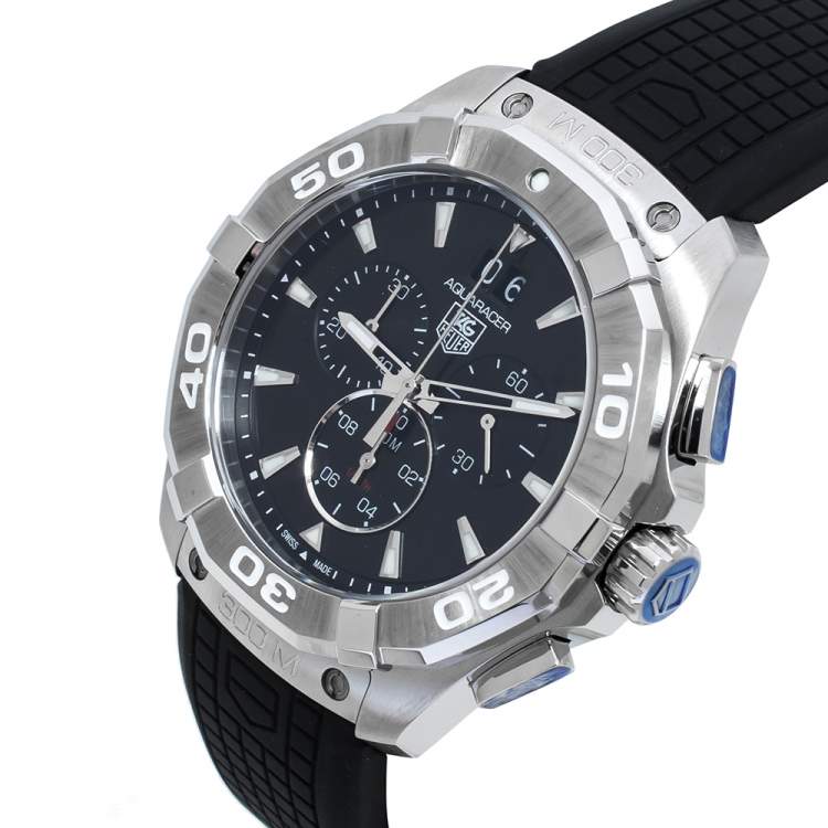 Shop Authentic Tag Heuer Aquaracer Chronograph Black Dial Black Rubber Strap Watch for Men - CAY1110.FT6041 - Luxxuri