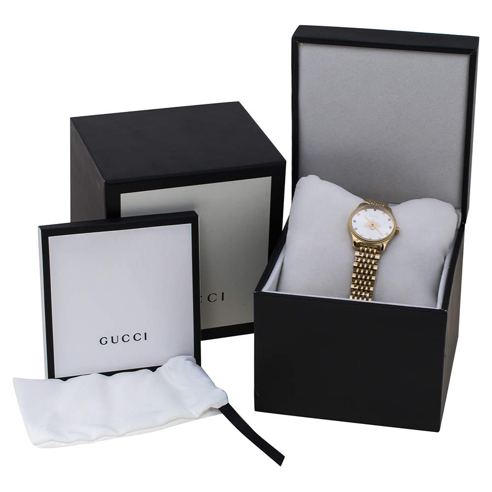 Shop Authentic Gucci G Timeless Quartz Mother of Pearl Dial Gold Steel Strap Watch For Women - YA1265021 - Luxxuri