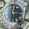 Shop Authentic Emporio Armani Classic Chronograph Black Dial Silver Steel Strap Watch For Men - AR1786 - Luxxuri