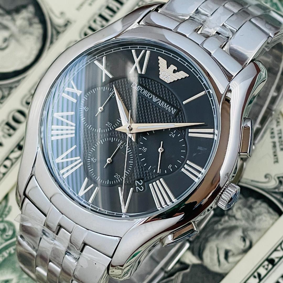 Shop Authentic Emporio Armani Classic Chronograph Black Dial Silver Steel Strap Watch For Men - AR1786 - Luxxuri