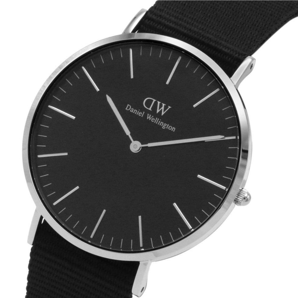 Shop Authentic Daniel Wellington Classic Cornwall Black Dial Black Nylon Strap Watch For Women - DW00100149 - Luxxuri