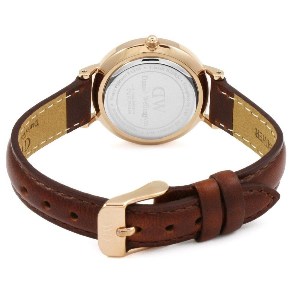 Shop Authentic Daniel Wellington Classic Petite St Mawes White Dial Brown Leather Strap Watch For Women - DW00100231 - Luxxuri