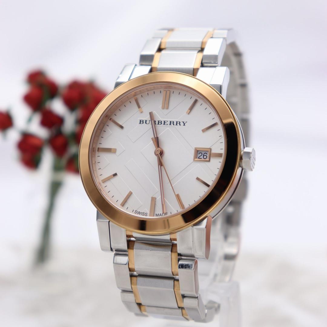 Burberry The City White Dial Two Tone Steel Strap Watch for Women - BU9006