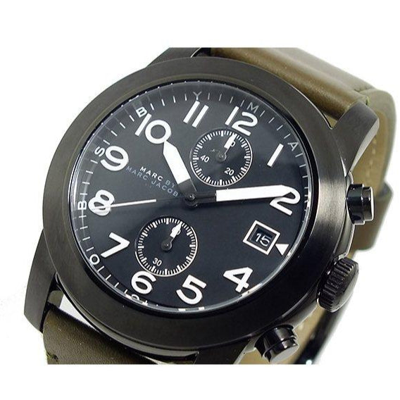 Shop Authentic Marc Jacobs Larry Chronograph Black Dial Grey Leather Strap Watch for Men - MBM5034 - Luxxuri