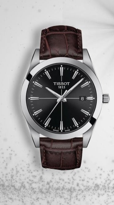 Shop Authentic Tissot Gentlemen Black Dial Brown Leather Strap Watch for Men - T127.410.16.051.01 - Luxxuri
