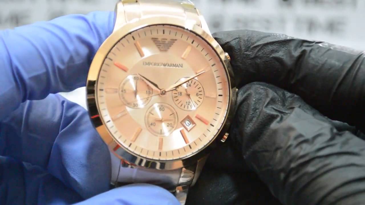 Shop Authentic Emporio Armani Classic Rose Gold Chronograph Steel Strap Watch For Men - AR2452 - Luxxuri