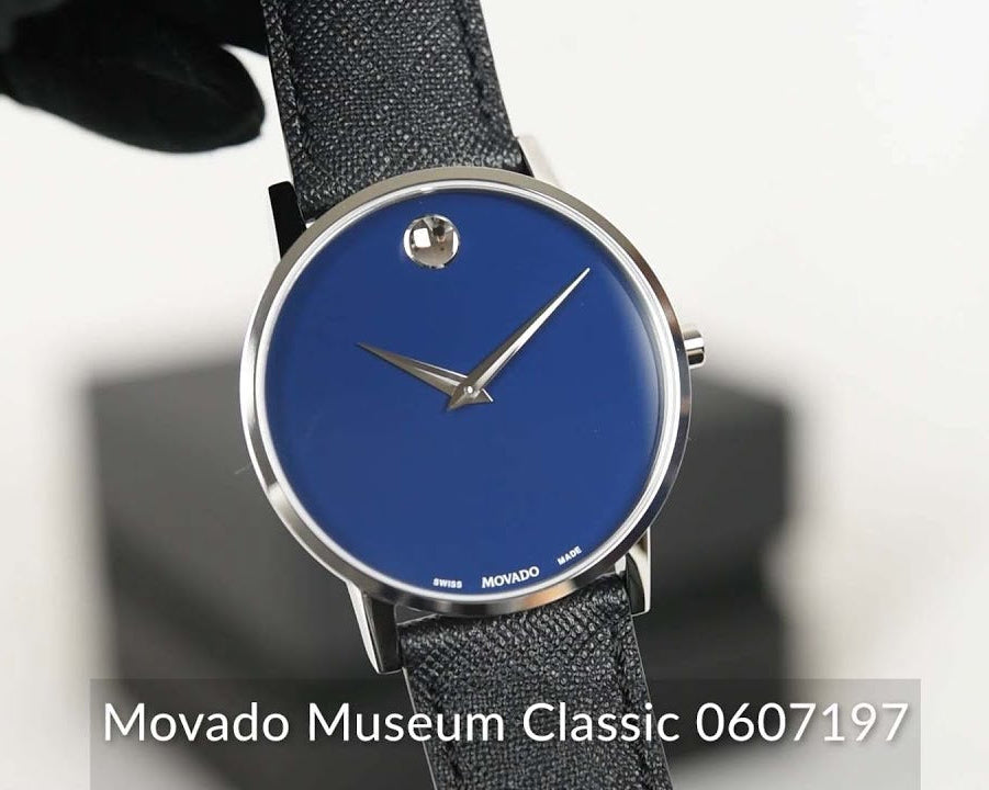 Shop Authentic Movado Museum Classic Blue Dial Black Leather Strap Watch for Men - 0607197 - Luxxuri