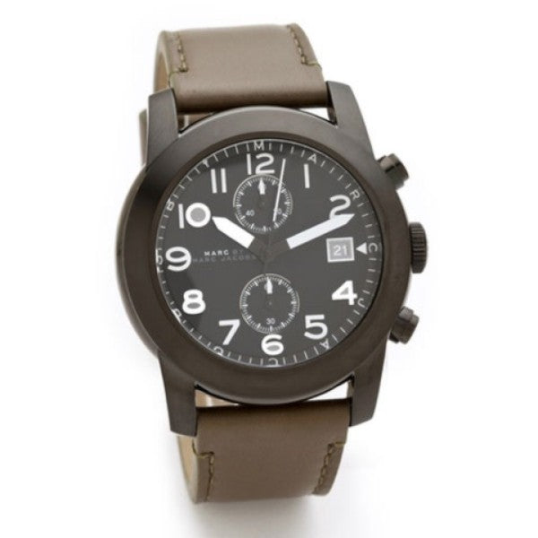 Shop Authentic Marc Jacobs Larry Chronograph Black Dial Grey Leather Strap Watch for Men - MBM5034 - Luxxuri