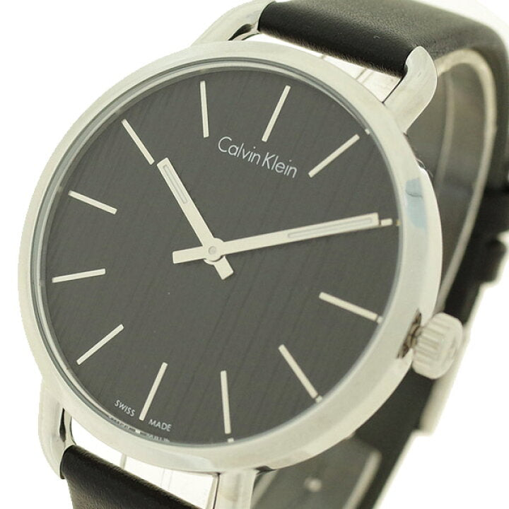 Shop Authentic Calvin Klein Even Black Dial Black Leather Strap Watch for Women - K7B231C1 - Luxxuri