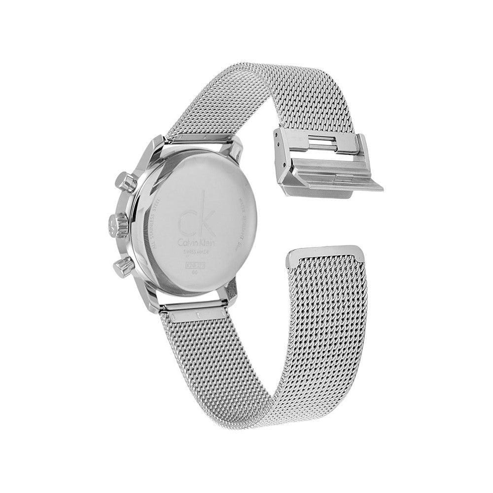 Shop Authentic Calvin Klein City Chronograph White Dial Silver Mesh Bracelet Watch for Men - K2G27126 - Luxxuri