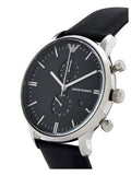 Shop Authentic Emporio Armani Gianni Chronograph Black Dial Black Leather Strap Watch For Men - AR0397 - Luxxuri