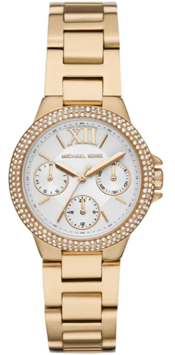 Shop Authentic Michael Kors Mini Camille Chronograph White Dial Rose Gold Steel Strap Watch For Women - MK6844 - Luxxuri