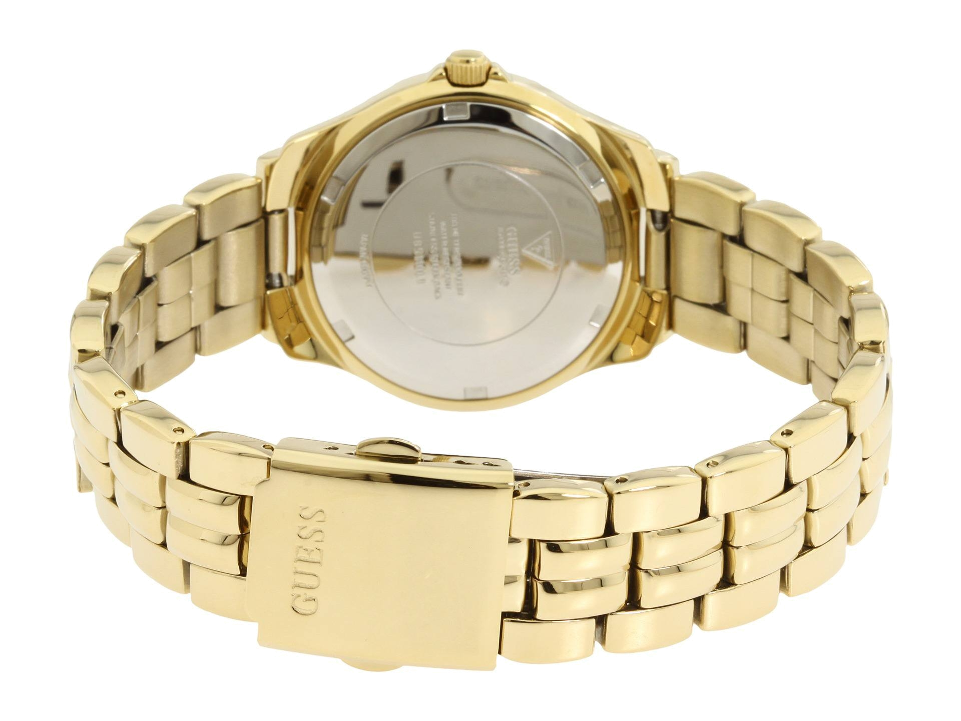 Shop Authentic Guess Dazzling Diamonds Gold Dial Gold Steel Strap Watch for Women - W85110L1 - Luxxuri