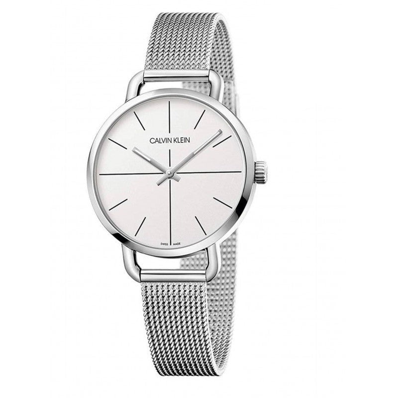 Shop Authentic Calvin Klein Even White Dial Silver Mesh Bracelet Watch for Women - K7B23126 - Luxxuri