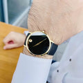 Shop Authentic Movado Museum Classic Black Dial Black Leather Strap Watch for Men - 0607196 - Luxxuri
