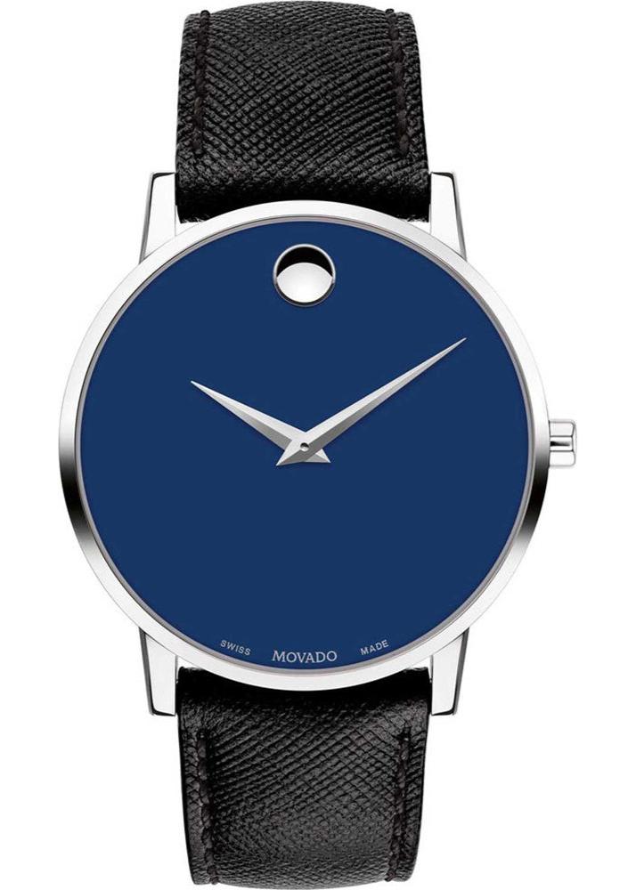 Shop Authentic Movado Museum Classic Blue Dial Black Leather Strap Watch for Men - 0607197 - Luxxuri