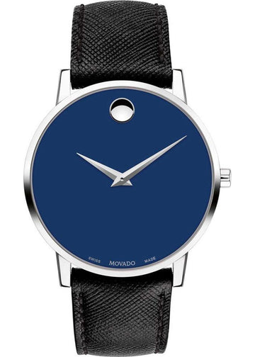 Shop Authentic Movado Museum Classic Blue Dial Black Leather Strap Watch for Men - 0607197 - Luxxuri