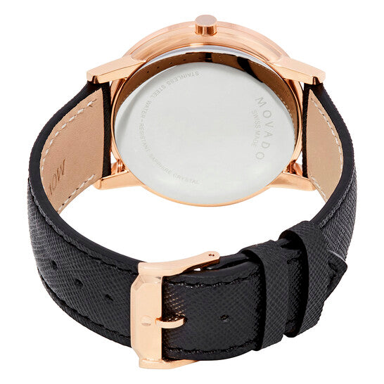 Shop Authentic Movado Museum Classic Black Dial Black Leather Strap Watch for Men - 0607196 - Luxxuri